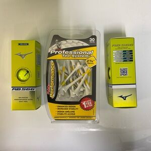 Mizuno Yellow RB 566 Golf Balls with White Tee Set